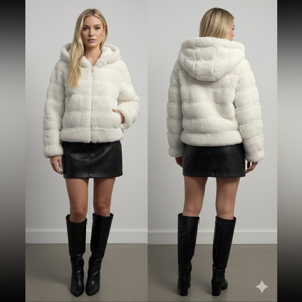 Bcbgmaxazria Super Soft Faux Fur Jacket With Hood Size S Nwot